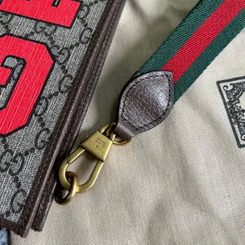 Gucci 688378 Gucci Tiger taška s kapsou Hnědý potisk loga