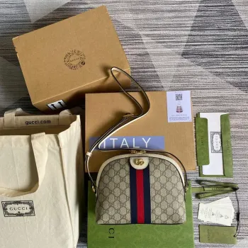 Gucci 499621 Ophidia Malá GG Kabelka přes rameno Béžová Bílá