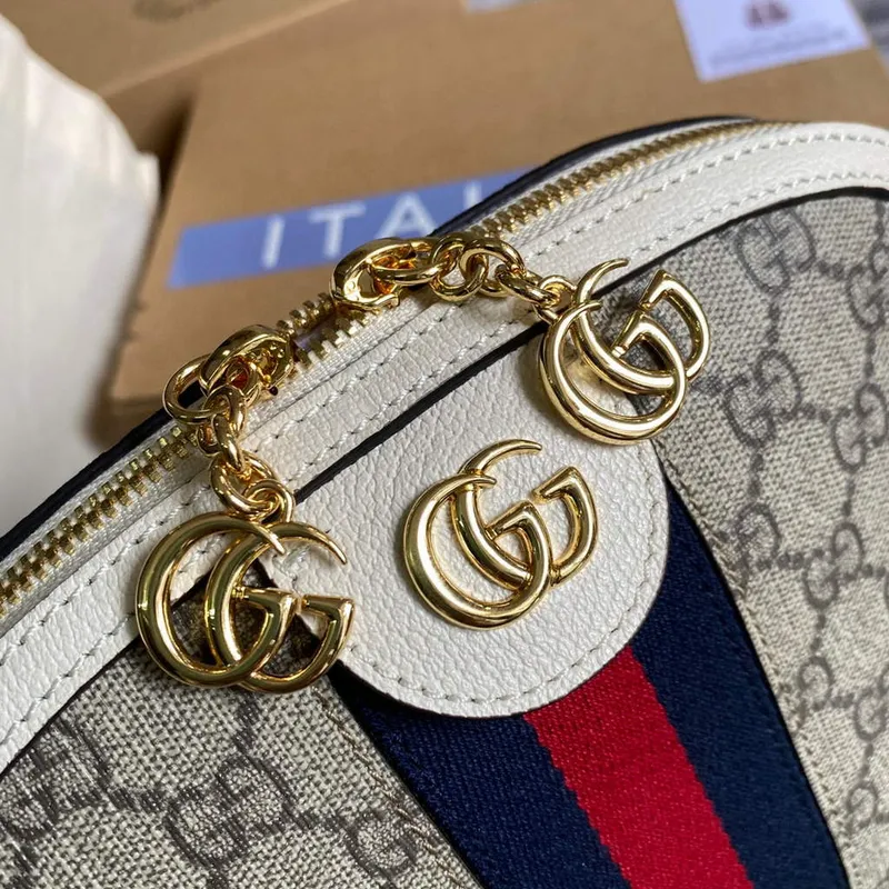 Gucci 499621 Ophidia Malá GG Kabelka přes rameno Béžová Bílá
