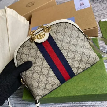 Gucci 499621 Ophidia Malá GG Kabelka přes rameno Béžová Bílá
