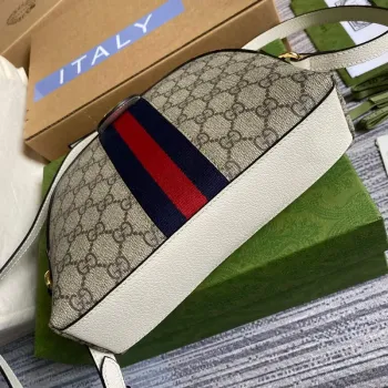 Gucci 499621 Ophidia Malá GG Kabelka přes rameno Béžová Bílá