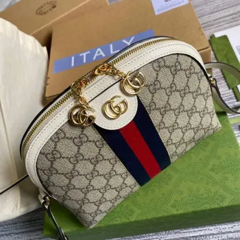 Gucci 499621 Ophidia Malá GG Kabelka přes rameno Béžová Bílá
