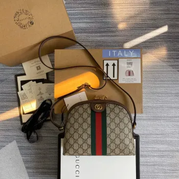 Gucci 499621 Ophidia Malá GG Kabelka přes rameno Béžová Hnědá
