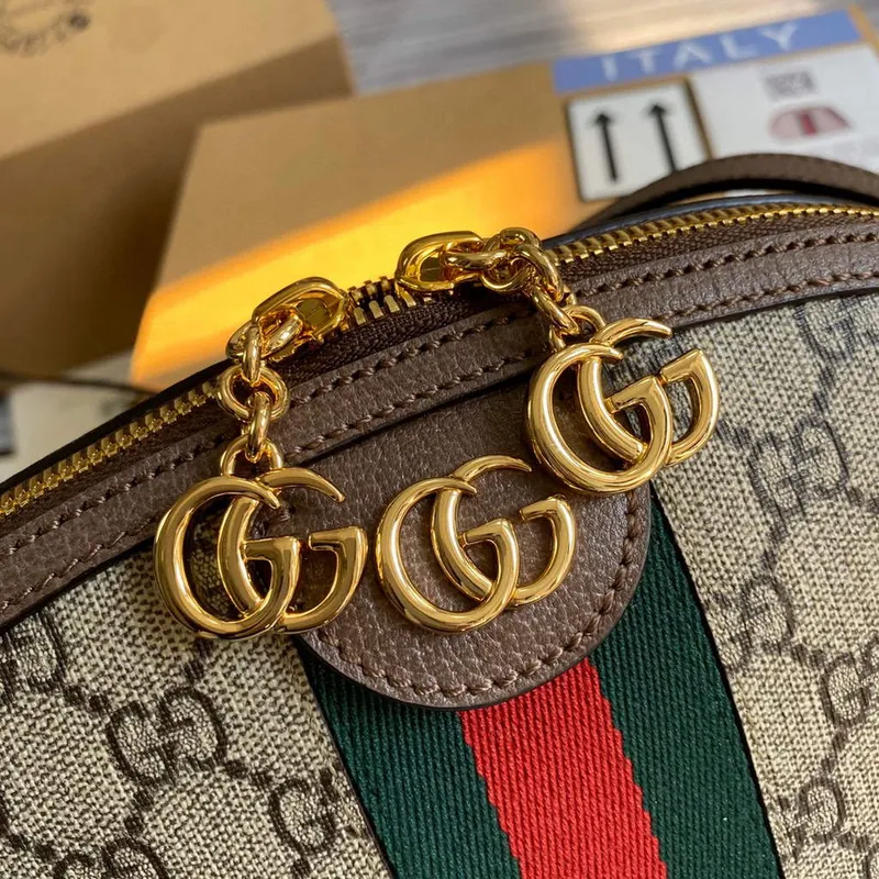Gucci 499621 Ophidia Malá GG Kabelka přes rameno Béžová Hnědá