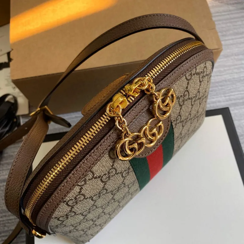 Gucci 499621 Ophidia Malá GG Kabelka přes rameno Béžová Hnědá