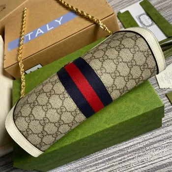 Gucci 503877 Ophidia GG Malá Kabelka přes Rameno Béžová Bílá