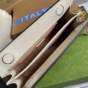 Gucci 503877 Ophidia GG Malá Kabelka přes Rameno Béžová Bílá