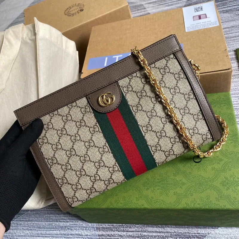 Gucci 503877 Ophidia GG Malá Kabelka přes Rameno Béžová Hnědá