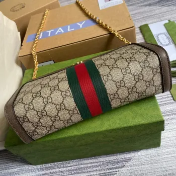 Gucci 503877 Ophidia GG Malá Kabelka přes Rameno Béžová Hnědá