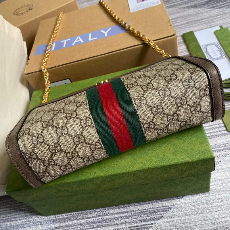 Gucci 503877 Ophidia GG Malá Kabelka přes Rameno Béžová Hnědá