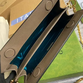 Gucci 503877 Ophidia GG Malá Kabelka přes Rameno Béžová Hnědá