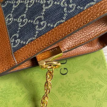 Gucci 503877 Ophidia GG Malá Kabelka přes Rameno Námořnická Modrá s Hnědou