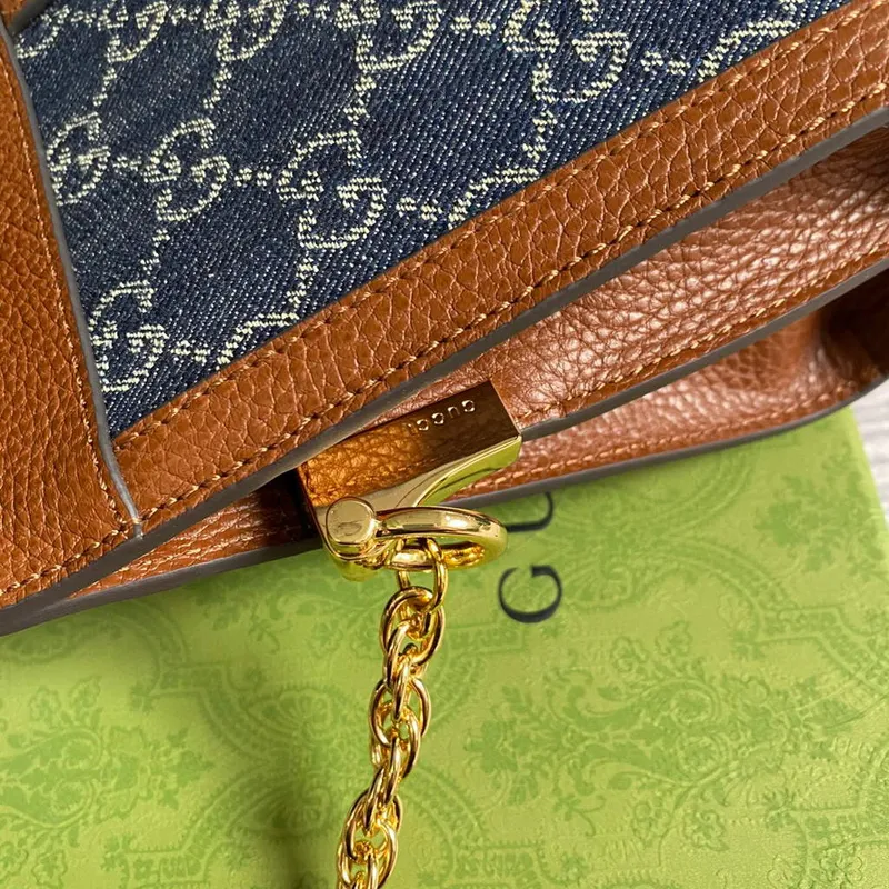 Gucci 503877 Ophidia GG Malá Kabelka přes Rameno Námořnická Modrá s Hnědou