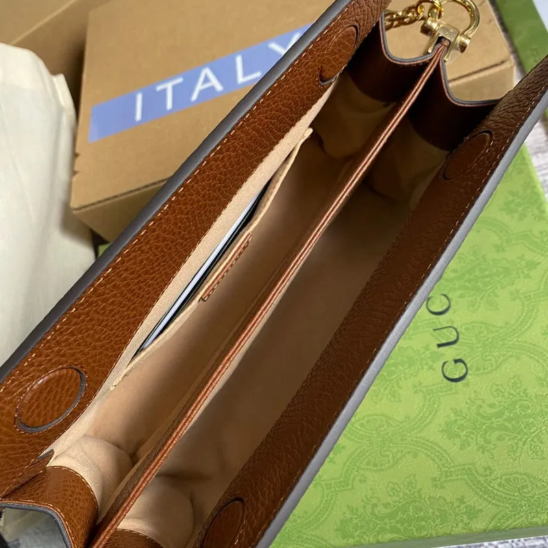 Gucci 503877 Ophidia GG Malá Kabelka přes Rameno Námořnická Modrá s Hnědou