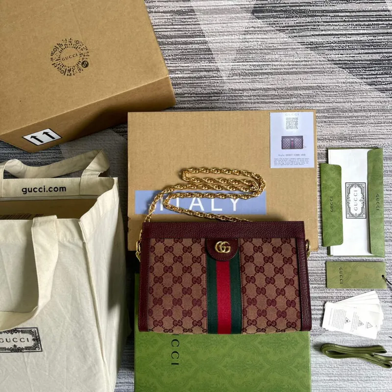 Gucci 503877 Ophidia GG Malá Kabela přes Rameno Vínově Červená