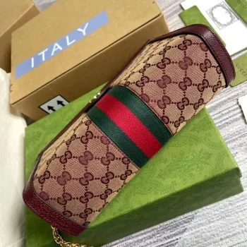 Gucci 503877 Ophidia GG Malá Kabela přes Rameno Vínově Červená