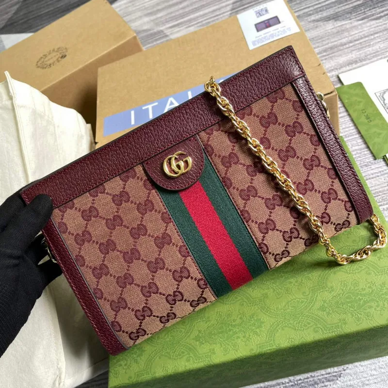 Gucci 503877 Ophidia GG Malá Kabela přes Rameno Vínově Červená