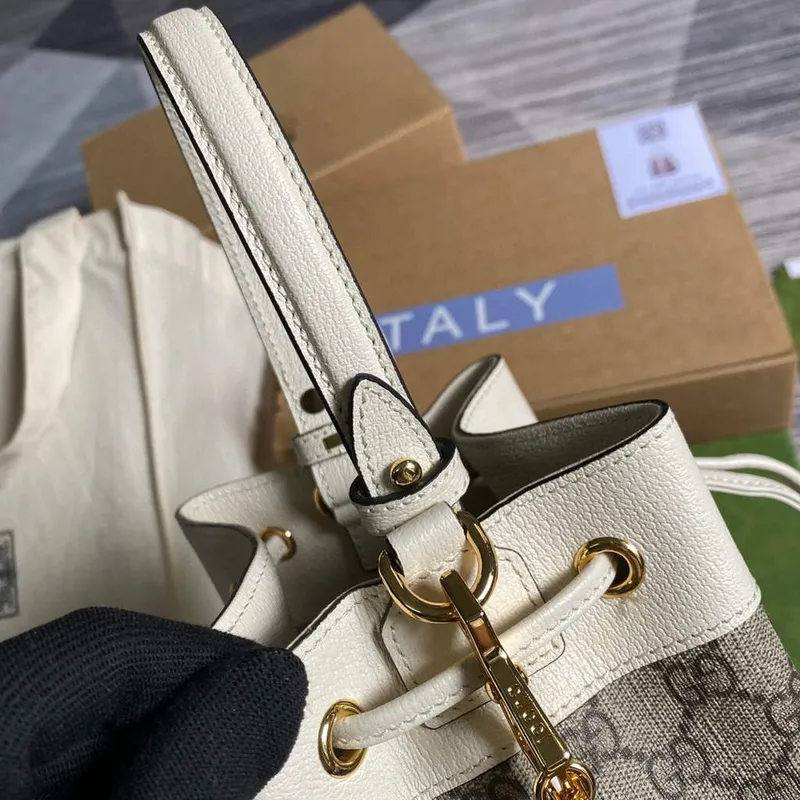 Gucci 550621 Ophidia malá GG kbelíková taška přes rameno béžová