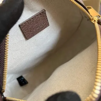 Gucci 574978 Kulatá taška přes rameno s Double G Béžová Hnědá