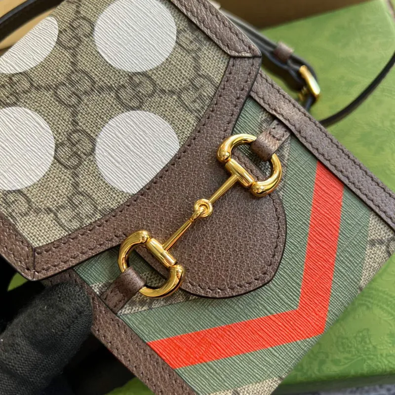 Gucci 625615 Gucci Horsebit 1955 Mini Taška Šedá Hnědá