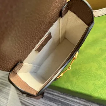 Gucci 625615 Gucci Horsebit 1955 Mini Taška Šedá Hnědá
