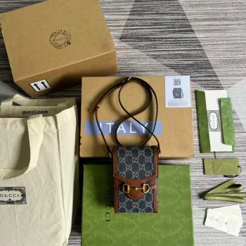 Gucci 625615 Gucci Horsebit 1955 Mini Taška Námořnická modrá Hnědá