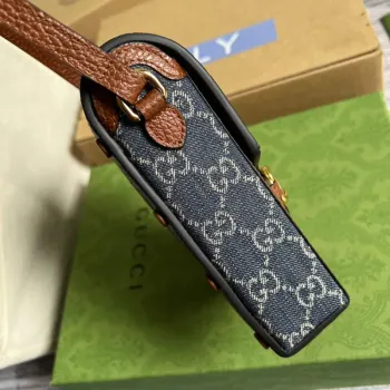 Gucci 625615 Gucci Horsebit 1955 Mini Taška Námořnická modrá Hnědá