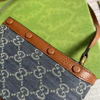 Gucci 625615 Gucci Horsebit 1955 Mini Taška Námořnická modrá Hnědá