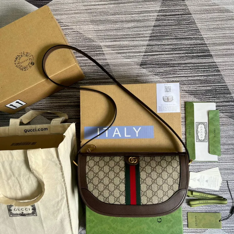 Gucci 674096 Ophidia velká kabelka přes rameno Hnědá