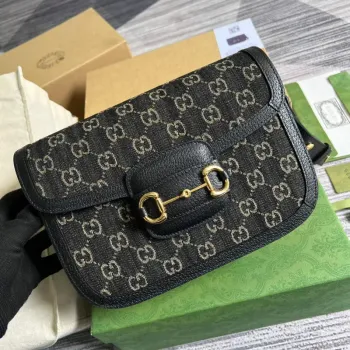 Gucci 602204 Gucci Horsebit 1955 Kabelka přes rameno Černá