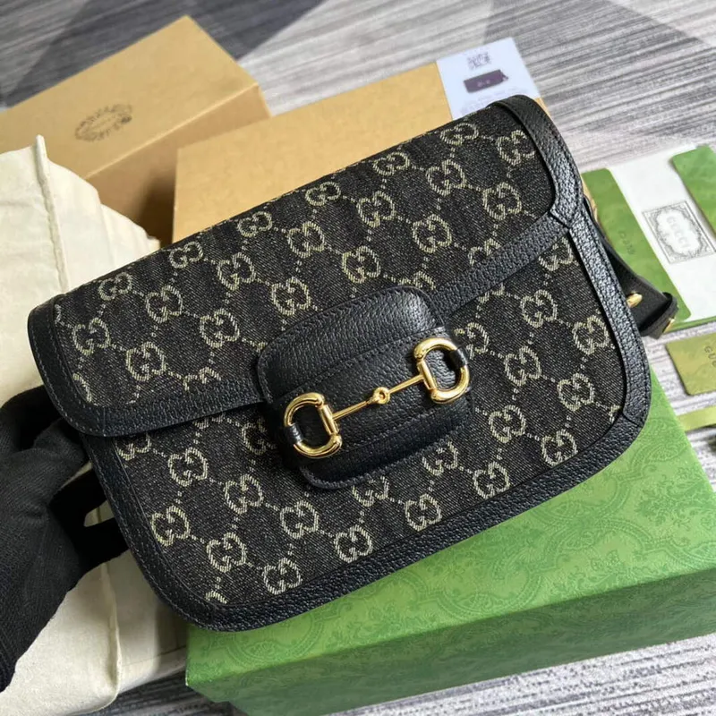 Gucci 602204 Gucci Horsebit 1955 Kabelka přes rameno Černá