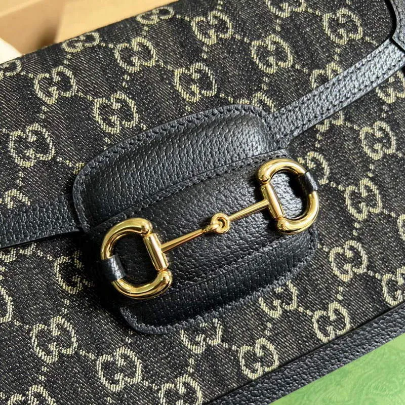 Gucci 602204 Gucci Horsebit 1955 Kabelka přes rameno Černá