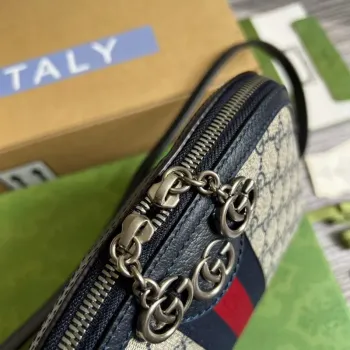 Gucci 499621 Ophidia Malá GG Kabelka přes rameno Béžová Modrá