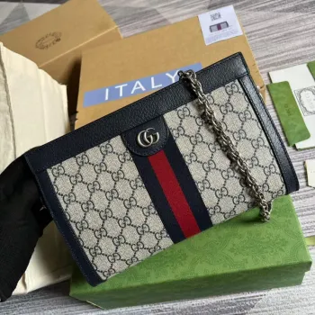 Gucci 503877 Ophidia GG Malá Kabelka přes Rameno Béžová Modrá