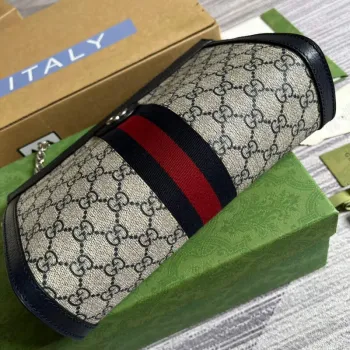 Gucci 503877 Ophidia GG Malá Kabelka přes Rameno Béžová Modrá