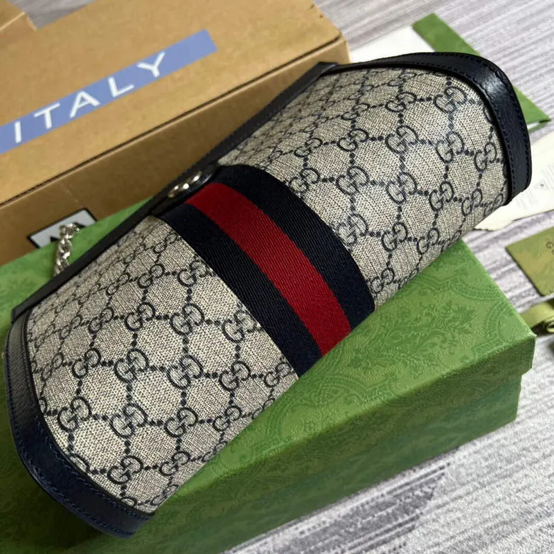 Gucci 503877 Ophidia GG Malá Kabelka přes Rameno Béžová Modrá