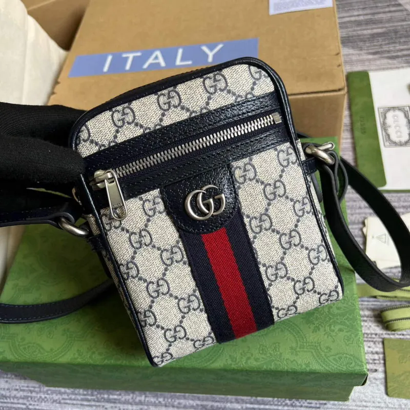 Gucci 598127 Ophidia GG Malá Kabelka Přes Rameno Béžová Modrá