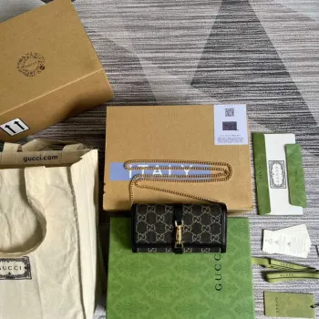 Gucci 652681 Jackie 1961 GG Chain Wallet Černá