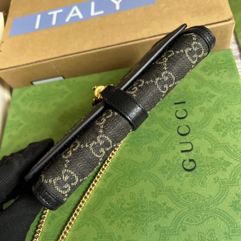 Gucci 652681 Jackie 1961 GG Chain Wallet Černá