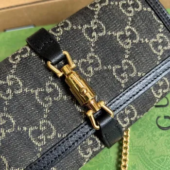 Gucci 652681 Jackie 1961 GG Chain Wallet Černá