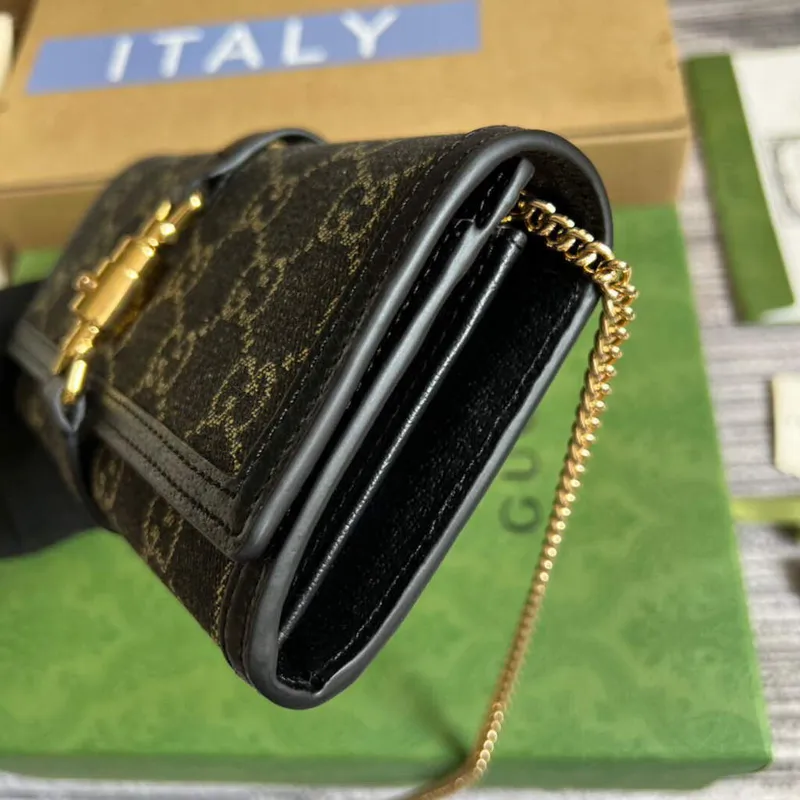 Gucci 652681 Jackie 1961 GG Chain Wallet Černá