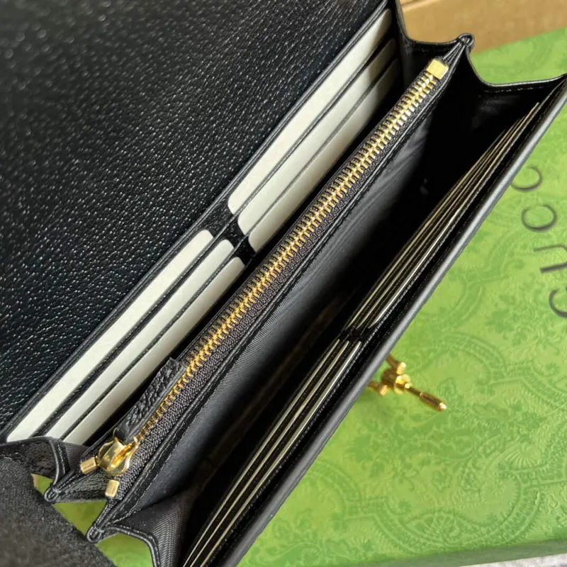 Gucci 652681 Jackie 1961 GG Chain Wallet Černá