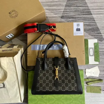 Gucci 685129 GG Jackie1961 Kabelka Denim Tote Bag Černá