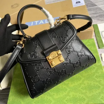 Gucci 675791 Malá taška s horním uchopem GG Černá