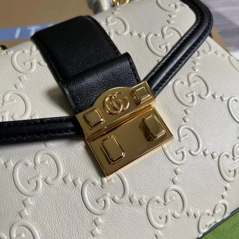 Gucci 675791 Malá taška s držadlem GG Bílá