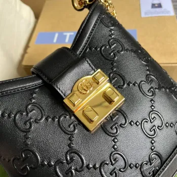 Gucci 675788 Malá GG Kabelka přes rameno Černá