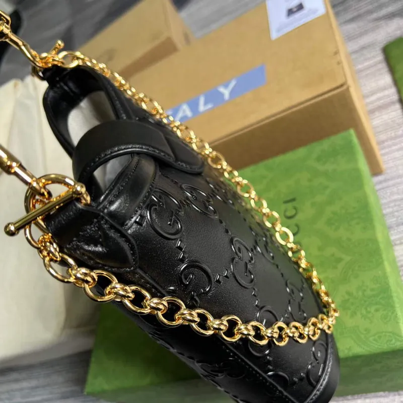 Gucci 675788 Malá GG Kabelka přes rameno Černá