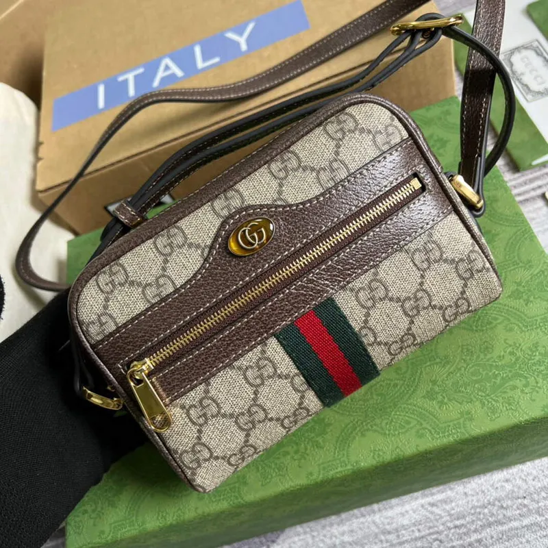 Gucci 517350 Ophidia GG Supreme Mini Taška Béžová Ebony