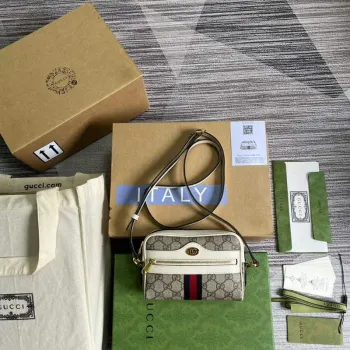 Gucci 517350 Ophidia GG Mini Taška s Webem Bílá