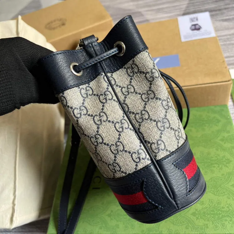 Gucci 550620 Ophidia Mini GG Bucket Bag Béžová Modrá